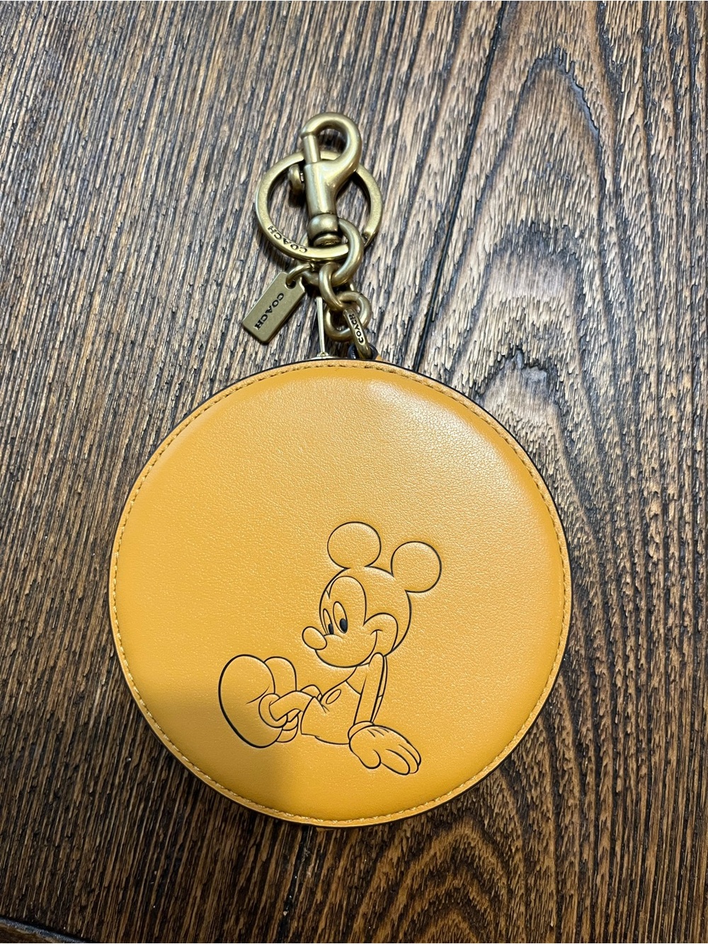 COACH x Disney Mickey Mouse Yellow Leather Coin Pouch Keychain